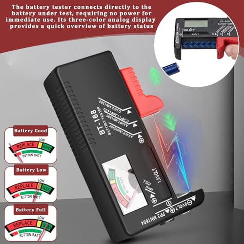 Batterietester, Batterietester Für Alle Batterien Batterie Tester Haushalt Alle Batterien AA, AAA, C, D, 9v & 1.5v Knopfzellen – Akku Tester & Batterieprüfgerät Ohne Strom