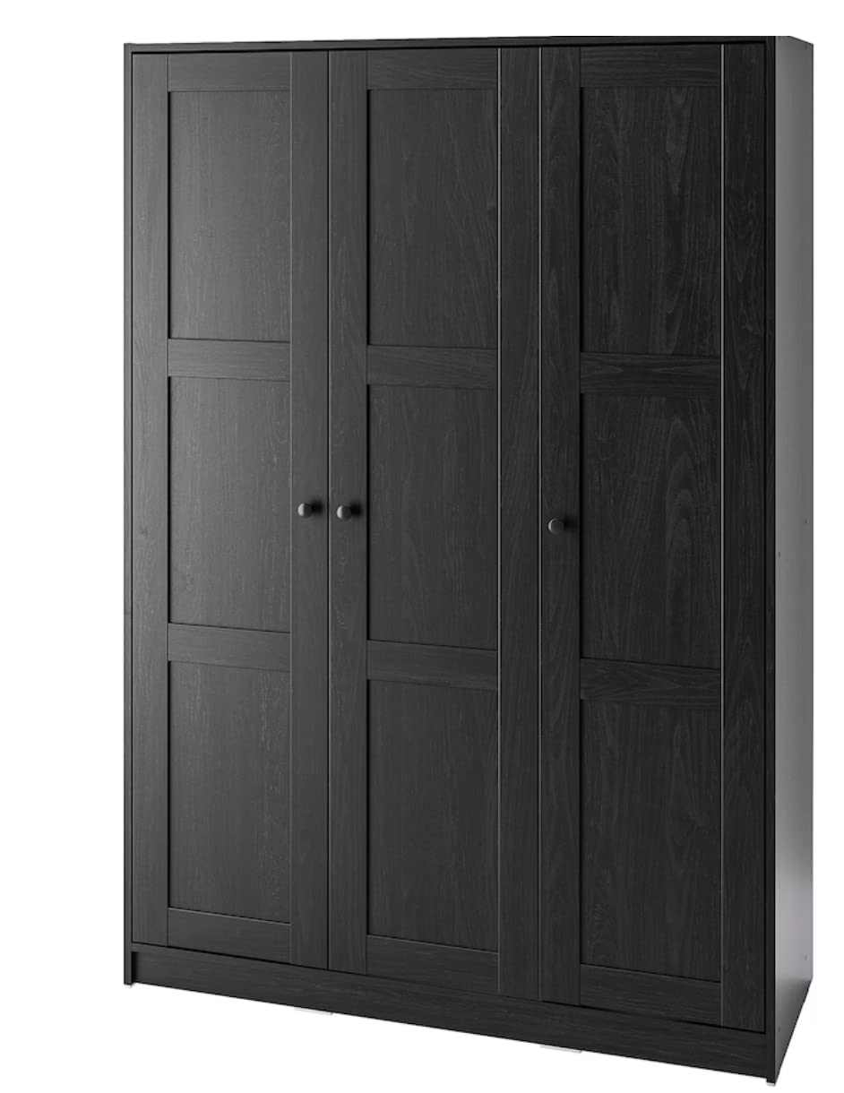 RAKKESTAD Wardrobe with 3 Doors, Black-Brown, 117x176 cm (46 1/8x69 1/4 ")-image-2