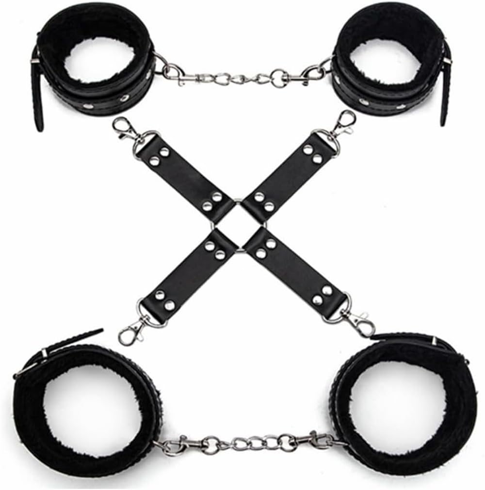 Correas de cuero negras cruzadas para muñeca y tobillo