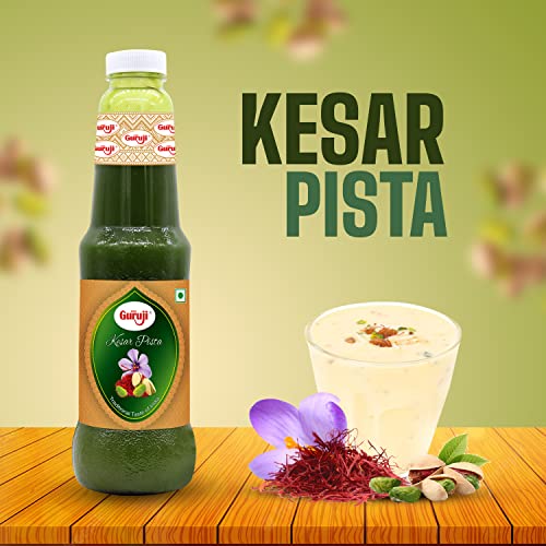 Image of Shree Guruji Kesar Pista Dry Fruit Syrup and Rose Sharbat Combo Pack Milk Beverage Instant Refreshing for Summer Instant Drink (1 Litre)