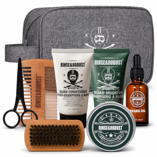 Rinse and sturdy Beard Care Kit 8 Pieces with Travel Bag