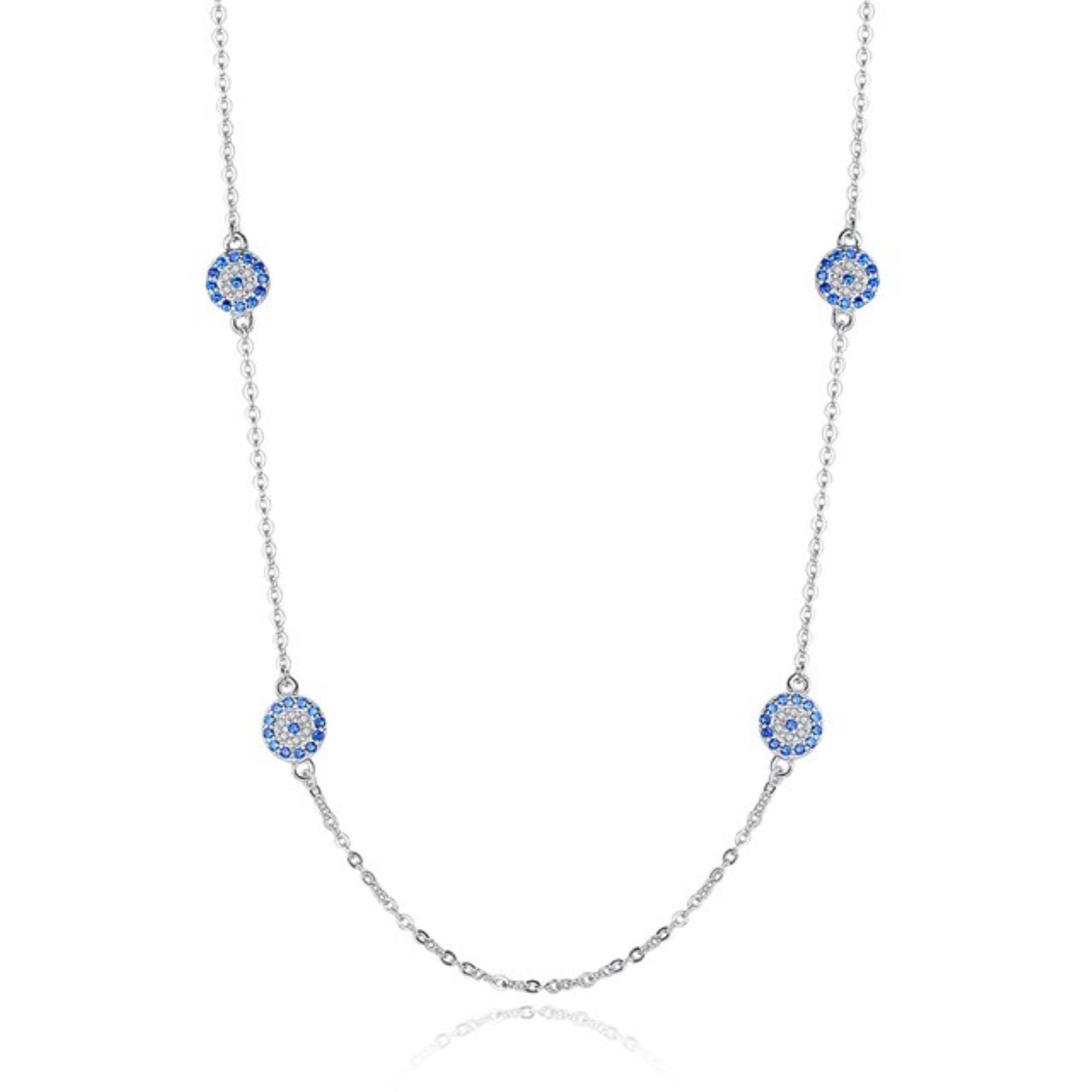 Collar con colgante de ojo malvado con personalidad, cadena larga de Plata de Ley 925, collares turcos de cristal, joyería de la suerte para mujeres y niñas