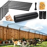 Meyoppm Cat Fence Outdoor Barrier 33FT, Anti-Climb Fence Topper & Extender
