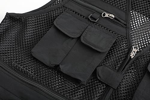Ghongba Fishing Vest With Pockets Hunting Vests For Men Women Summer Outdoor Travel Photo Mesh Vest 01-Bk-3X #TOP4