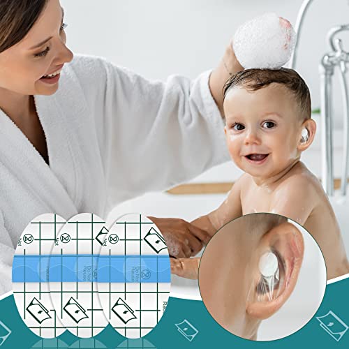 Image of Kingdder 120 Pcs Disposable Baby Ear Covers for Shower Swimming,Blue | Waterproof Ear Plug Newborn Sticker Cotton Ball Baby Shower Cap Ear Protection for Kid Surfing Snorkeling Other Water Sports