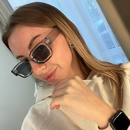 Image of EYLRIM Thick Square Frame Sunglasses for Women Men Chunky Rectangle Polarized Sunglasses UV400 Protection