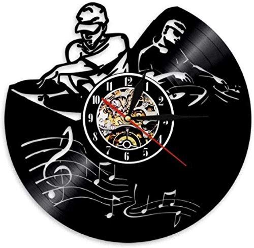 Vinyl Wanduhr Plattenspieler Mixer Dj Wanduhr Deejay Spinning Scratching Album Vinyl Schallplatte Wanduhr-No_Led-No Led