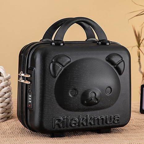 Image of Makeup Case Suitcase, Mini Bag, Mini Hard Shell Travel Luggage, Women Portable Water Proof Carrying Suitcase, Organizer, Small Hard Shell Cosmetic Lugge Bag, Water Proof (T - Black)