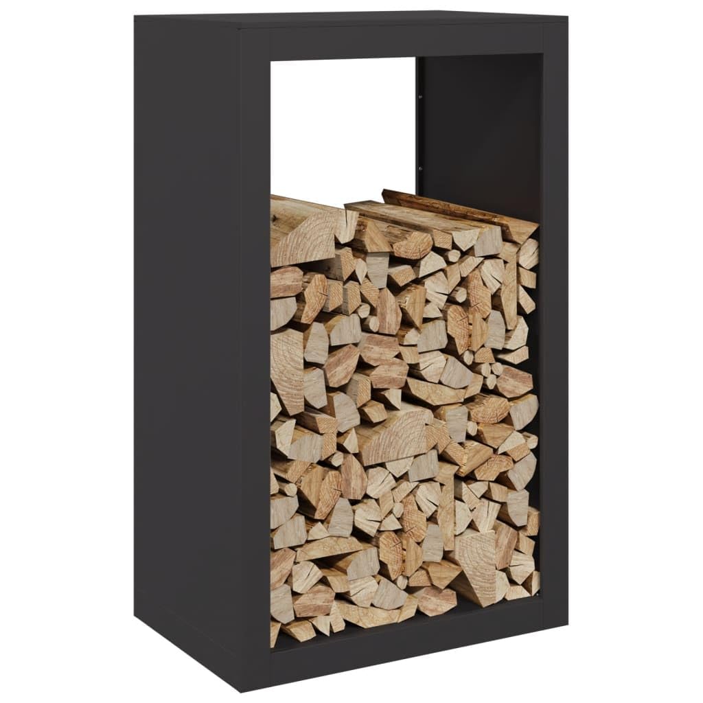 Makastle Kaminholzregal Brennholzregal Feuerholzregal Feuerholzständer Kaminholzständer Brennholz Halter aus Metall, Holzlager aus Stahl, für Innen und Außen, Schwarz 60x40x100 cm