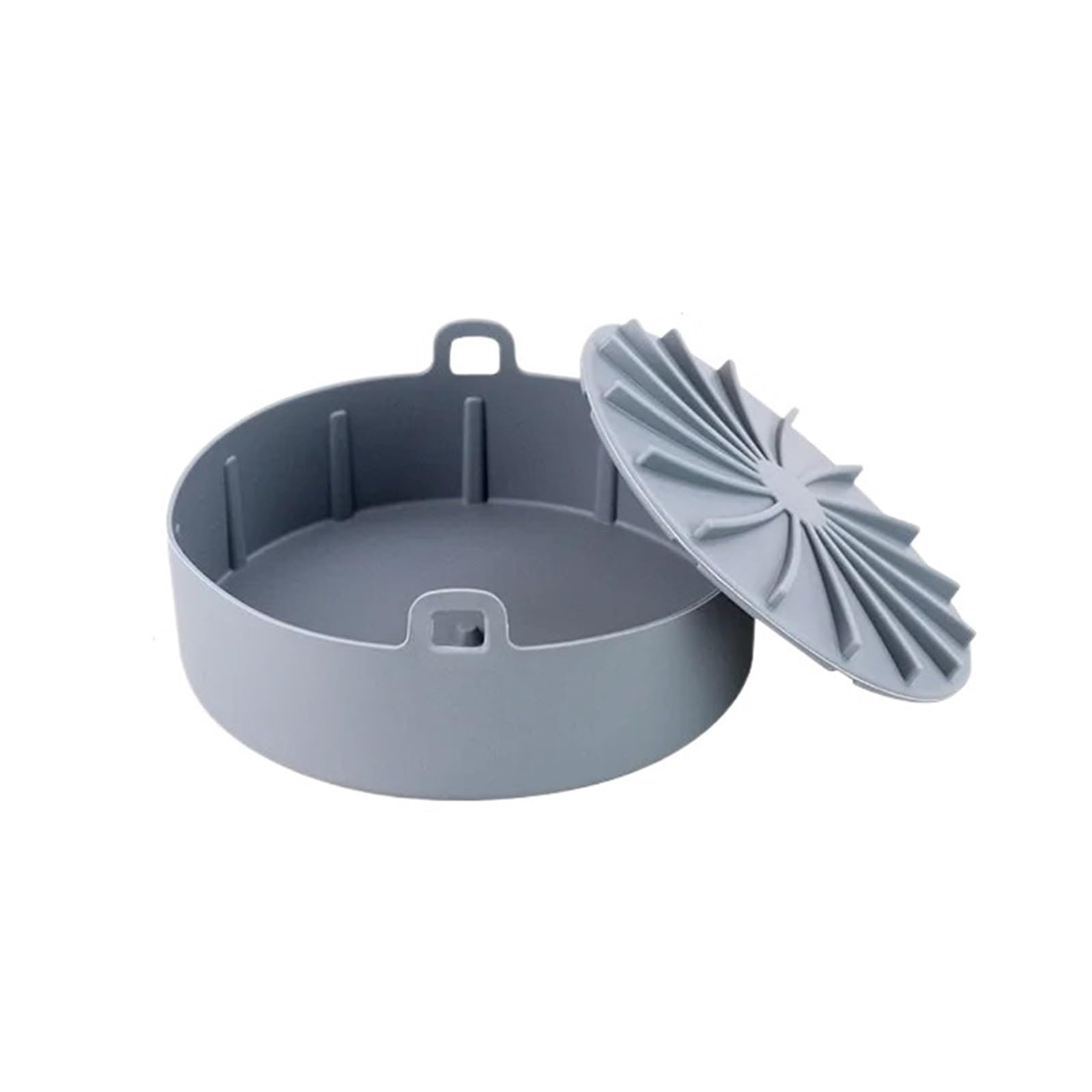 Generisch Airfryer Grill Topf Tablett Backformen Pfanne Air Fryer Backmatte Form Korb Silikon Teller Schüssel Küche Ofen(19cm Split Gray)