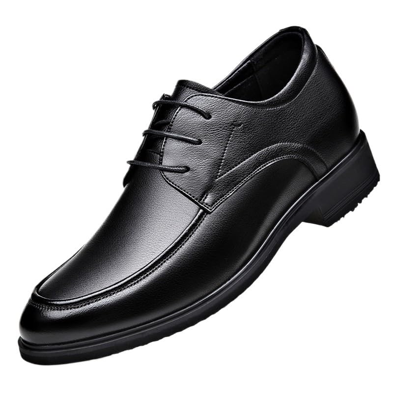 Dress Oxford Formal Shoes for Men Lace Up Comfort Orthopedic Business Anti-Slip Non Slip Rubber Sole Block Heel Shoe Genuine Leather
