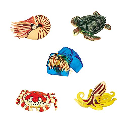 ARTKAL Assorted 4pcs/Set of Ukenn First Generation 3D Sea Creatures Puzzles Crab Turtle Octopus Models Kids Educational Toy 5566