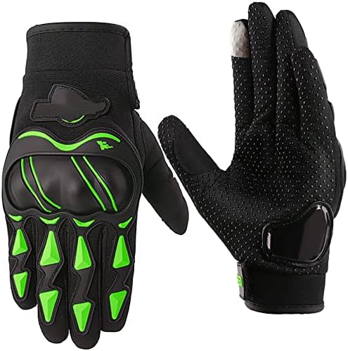 Huskydg Motorcycle Gloves for Men and Women, Full Finger Motorbike Gloves, Powersports Gloves with Hard Knuckle, Durable for Riding, Road Racing, Cycling, ATV, MTB,Green,M