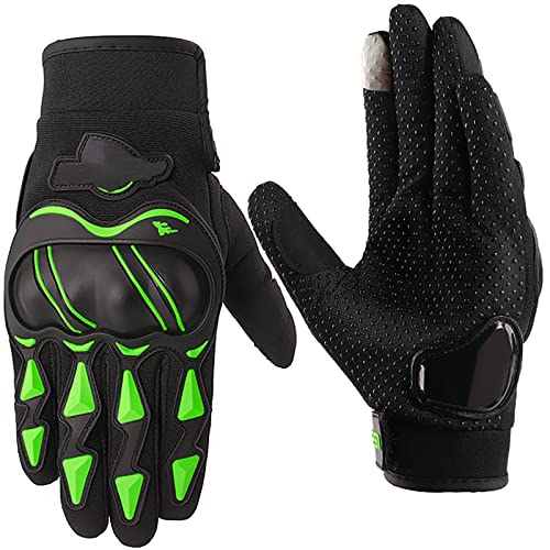 Huskydg Motorcycle Gloves For Men And Women, Full Finger Motorbike Gloves, Powersports Gloves With Hard Knuckle, Durable For Riding, Road Racing, Cycling, Atv, Mtb,Green,M #TOP13