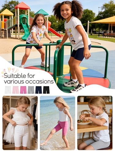 YERIOK 6 Pack Girls Bike Shorts Cotton Biker Shorts Cartwheel Clothes for Kids Under Dress Dance Multi-Color Set A 7-8Y — view 5