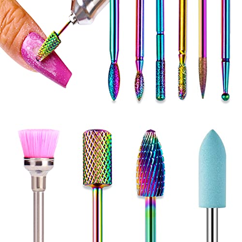 10 Stück Wolframlegierung Nagelfräser Bits Set, Elektrische Professioneller Nagelfräser Aufsätze, Nagelhaut Schleifkopf Set für Maniküre Pediküre Cover