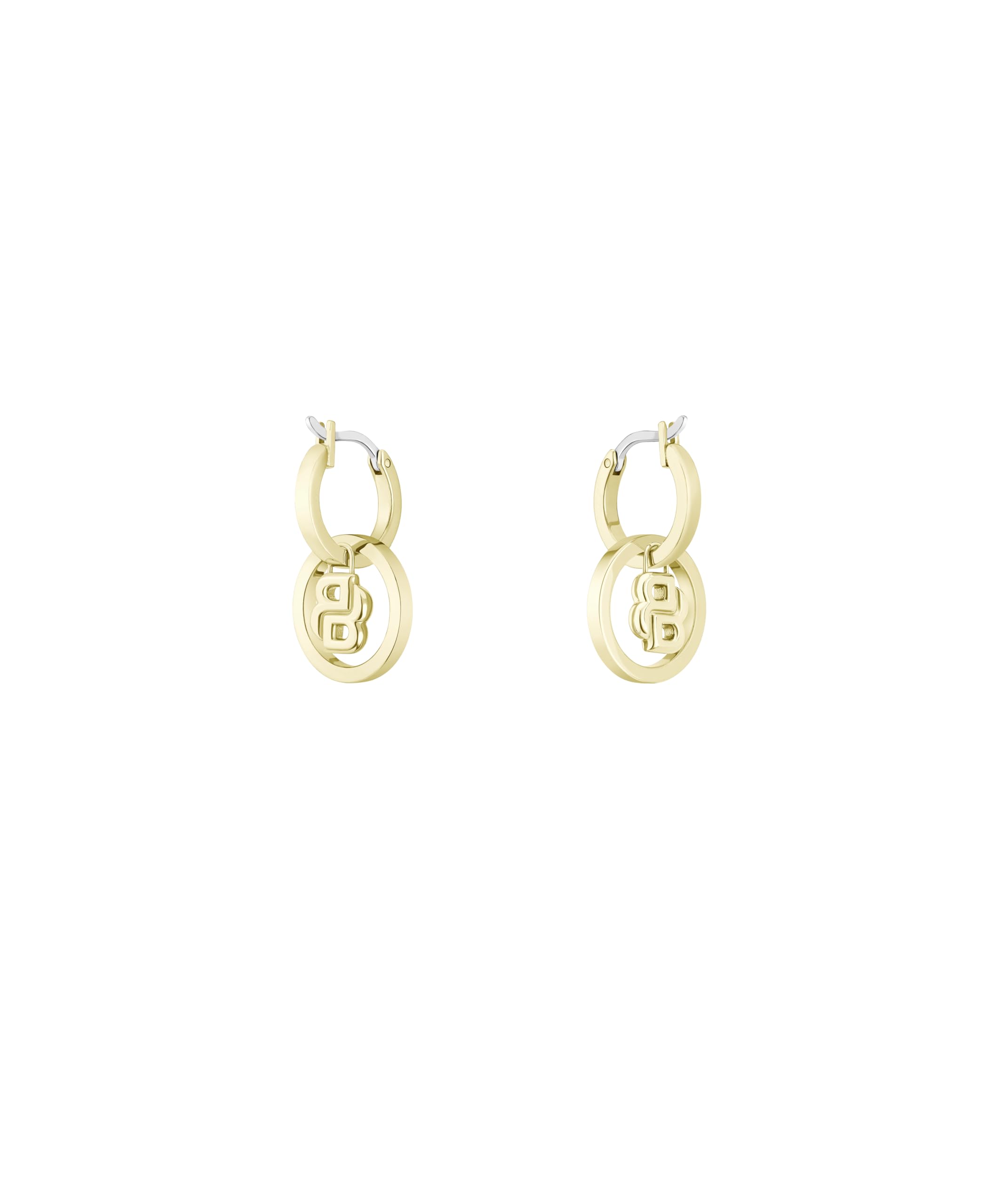 BOSS Jewelry Creolen für Damen Kollektion DOUBLE B DIVINE aus Edelstahl mit Ionenplattierung in Gelbgold verziert mit Kristallen - 1580821
