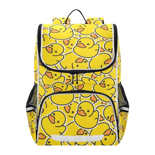 Sletend Bolsa de ombro de estudante com impressão de grande capacidade para crianças e adolescentes, bolsa escolar para trabalho e escola, Pequeno pato amarelo fofo, Mochilas de viagem