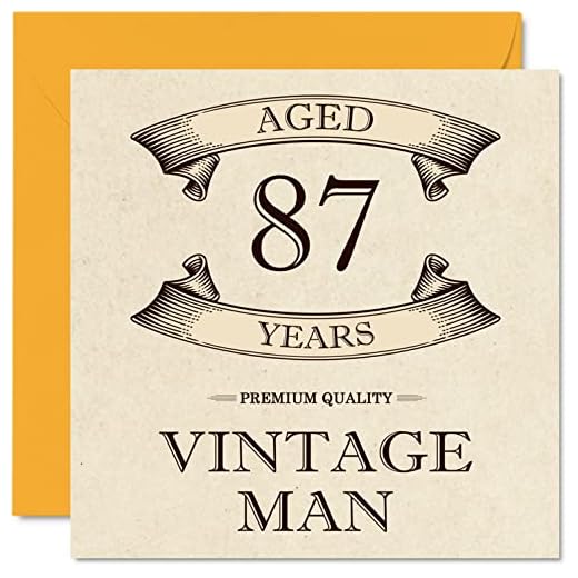 Tarjetas de cumpleaños vintage de 87 años para hombres, de 87 años, divertida tarjeta de cumpleaños para abuelo, papá, marido, tío, tarjetas de felicitación de 145x145 mm, tarjeta de cumpleaños de 87
