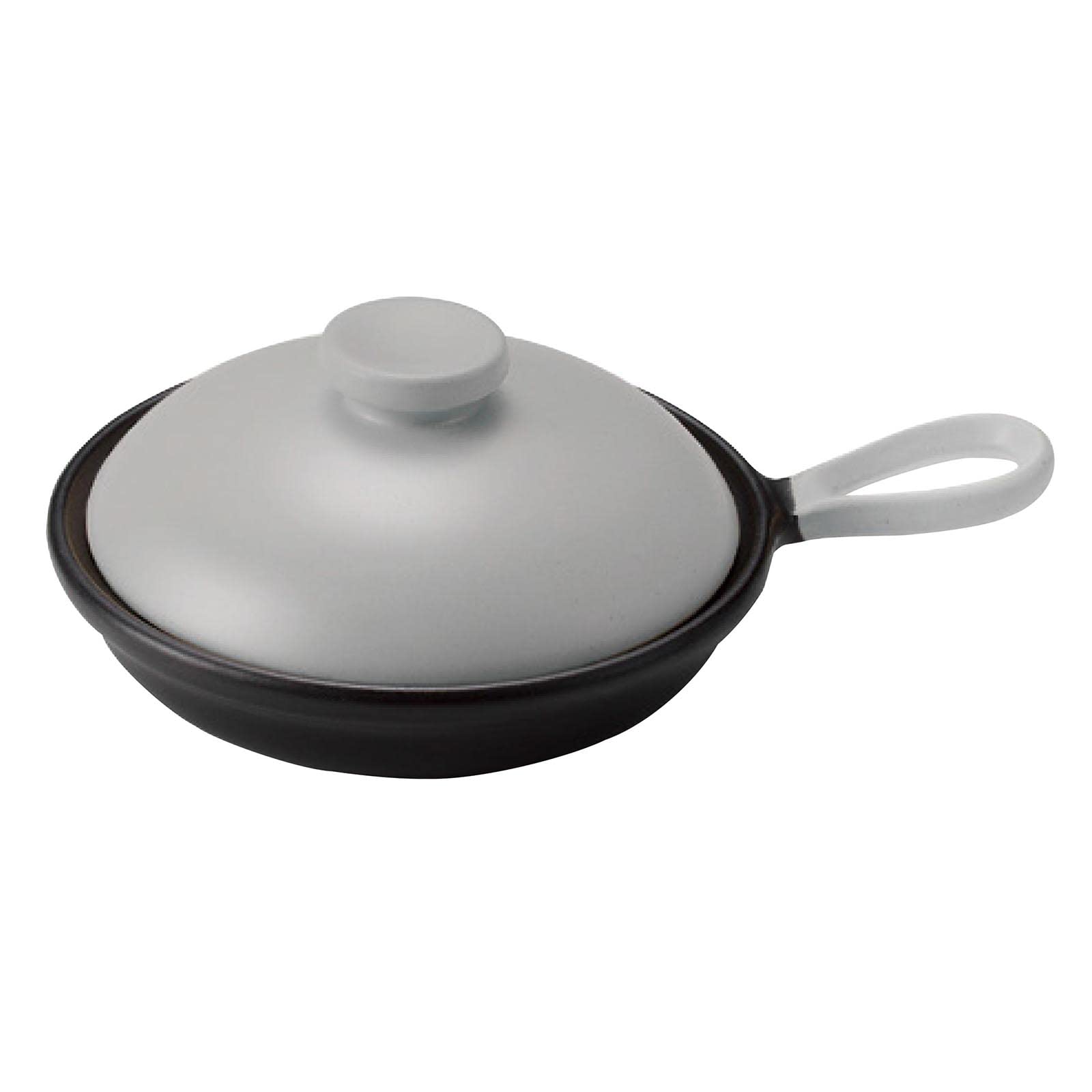 Banko Ware 18600 Heat Resistant Tableware, Fried Egg, Lid Included, 5.9 inches (15 cm), Direct Fire, Microwave and Oven Safe, Bi-Color, Black/Gray, Made in Japan