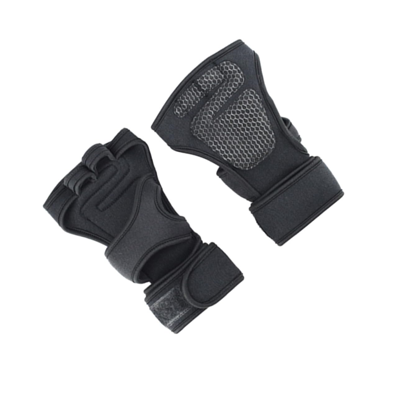 DOITOOL 2 Paia di Guanti da Sollevamento Pesi da Uomo Donna Guanti da Ciclismo a Mezze Dita Guanti da Equitazione Guanti Protettivi Palmo in Gel di Silicone Neri