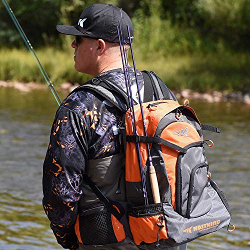 Kastking Day Tripper Fishing Backpack Tackle Bags, Fishing Gear Bag, Large Waterproof Fishing Tackle Storage Bags, Orange, Extra-Large(21.25X13.4X9.25 Inches, Without Box) #TOP7