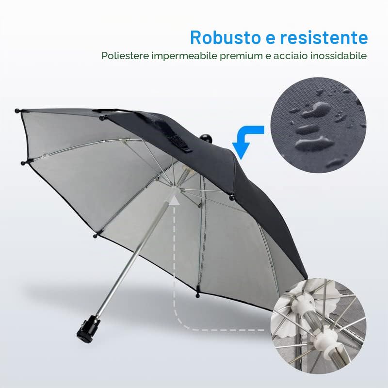 JJC Ombrello per fotocamera Hot Shoe Parasole Copertura per pioggia portatile resistente alle intemperie per proteggere la fotocamera dalla pioggia e dalla luce del sole (Dia. 19.7 ''/ 50cm)