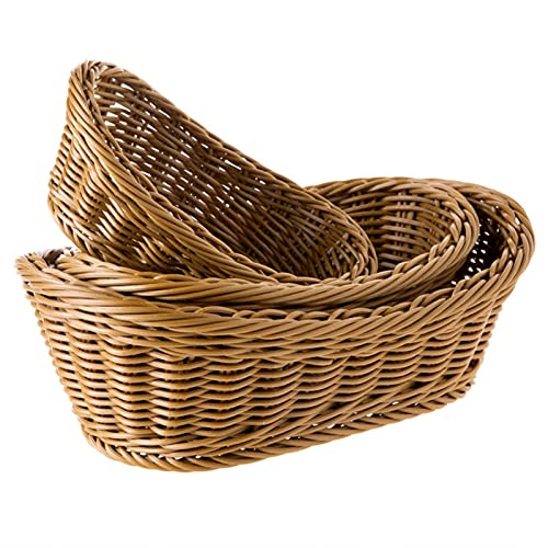 Stojaki na owoce 3-pakowy owalny wiklinowy kosz na owoce, wiklinowe kosze chleb, duże upominkowe do kuchni, ekspozycja centralna, przechowywanie chleba, owoców, warzyw