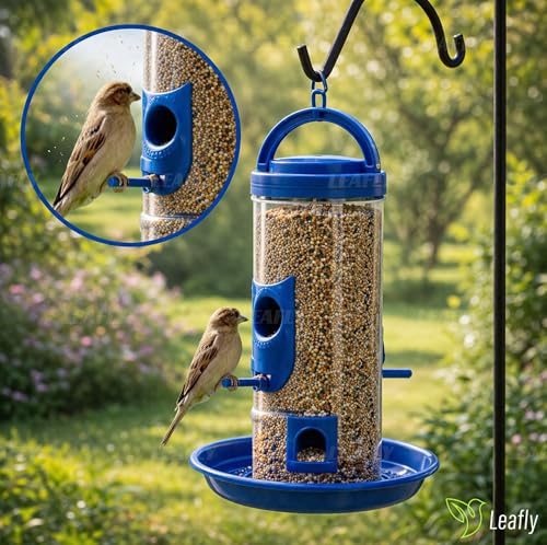 Image of Leafly Bird Feeder - Hanging Bird Feeder for Balcony, Garden & Outdoor Use (Water & Food Feeder)