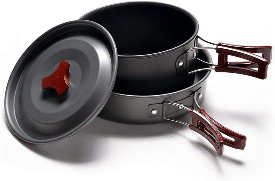 Outdoor Camping Cookware Kit Non Stick Pans Lightweight Cooking Set and Pots for Trekking Hiking Picnic