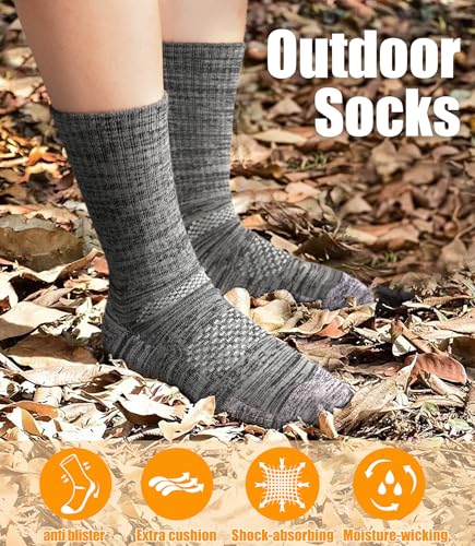 Men's Cushioned Crew Work Socks,Moisture Wicking Athletic Boot Socks for Hiking Sports Running2
