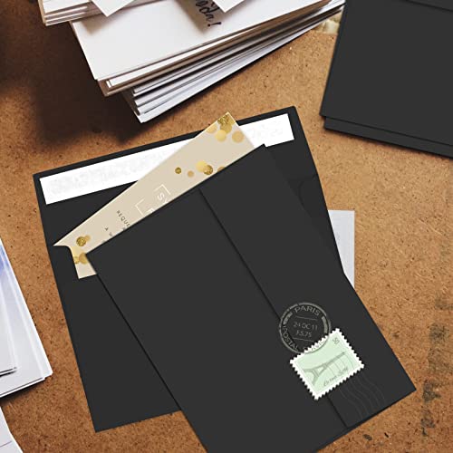 Image of 50 Packs 5x7 Envelopes, A7 5x7 Envelopes for Invitations, Printable Invitation Envelopes Self Seal for Weddings, Invitations, Photos, Greeting Cards, Mailing (Black)