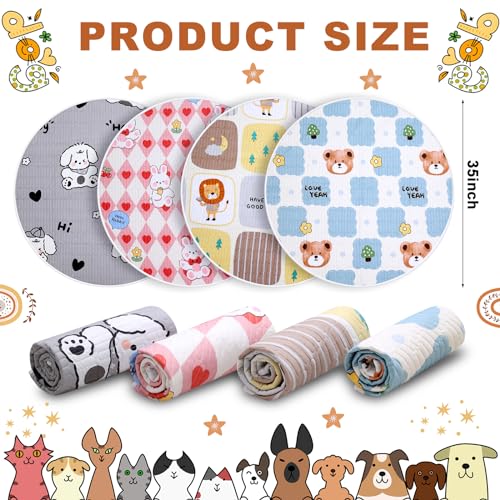 Image of 4 Pack Whelping Pads for Dogs, Round Whelping Pads Washable and Waterproof ,Reusable Pet Pee Pads Puppy Training Pad Whelping Floor Pad Whelping Supplies for Dogs (32 inch, Round,Plaid)