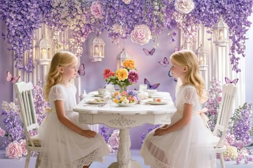 Fondo fotográfico mariposa floral morado 7x5 ft miniatura 2