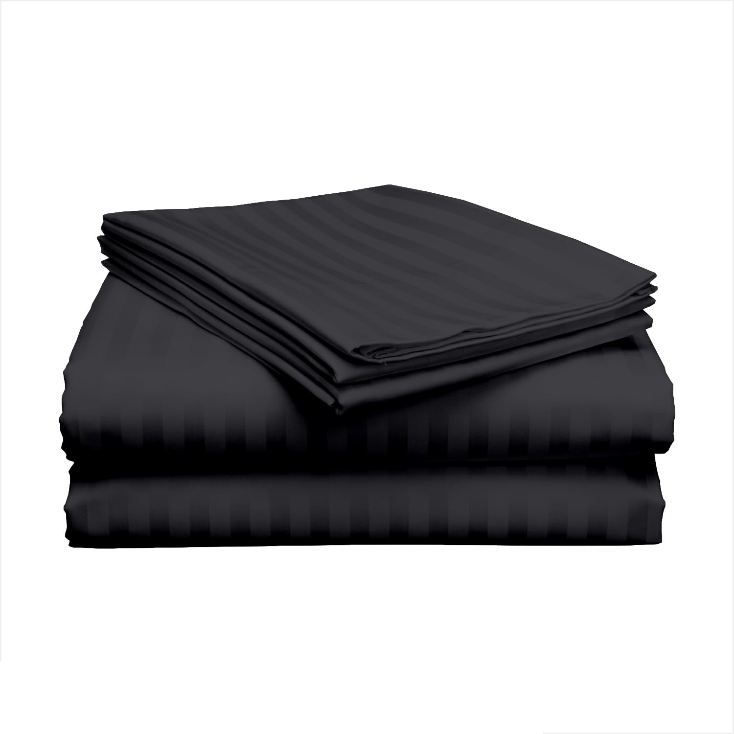 400 TC Pure Cotton Bed Sheets Set Emperor Size – Luxury Hotel Quality, Extra Soft Breathable & Cooling Bedding – Wrinkle Resistant, Easy Fit 40 CM Deep Pocket – 4 Piece Set (Dark Grey Stripe)
