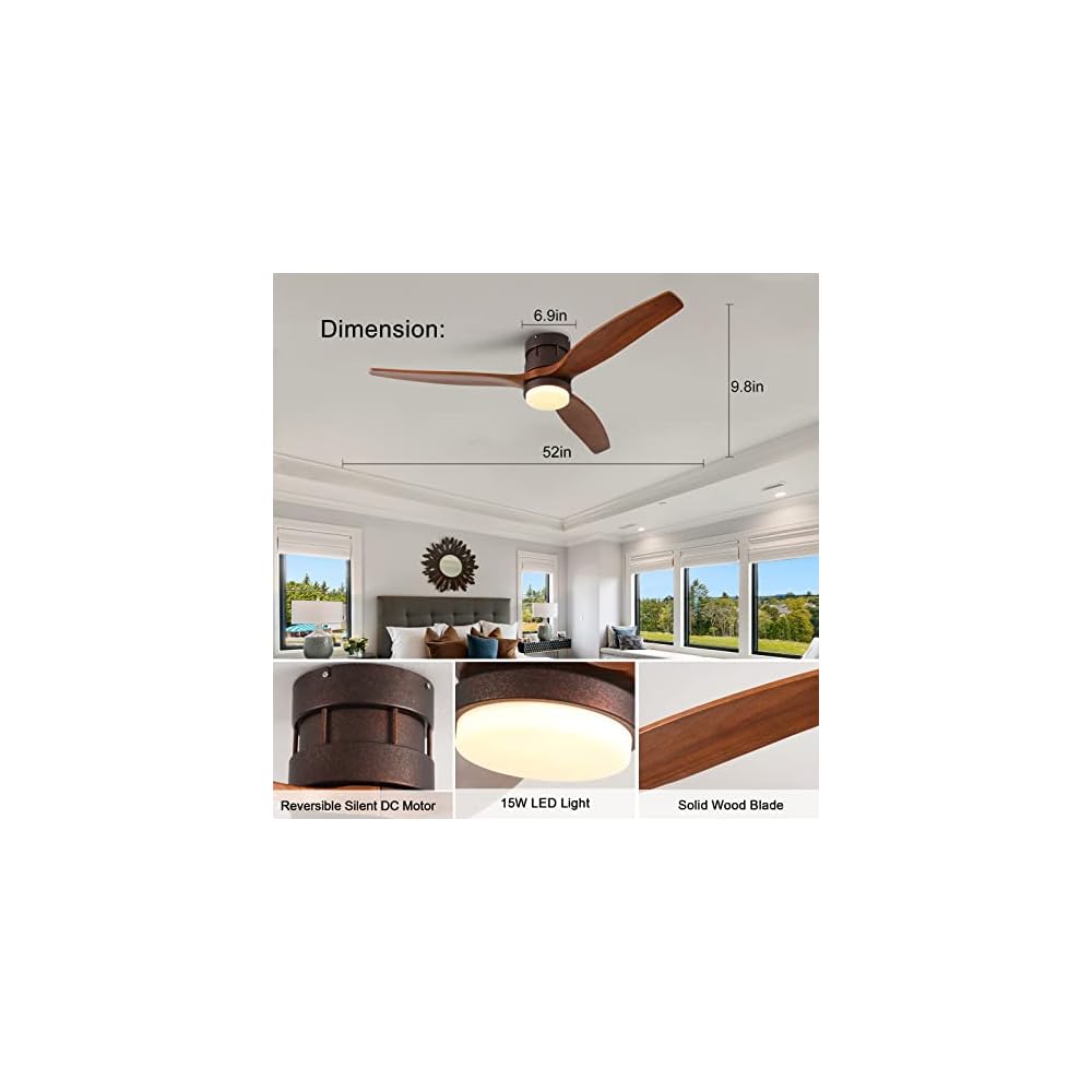 Buy BOOMJOY 52”Low Profile Ceiling Fans with Lights and Remote Control