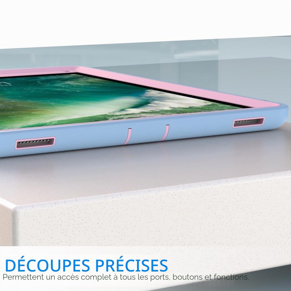 Coque pour iPad Pro 12.9 2017/2015 (Ancien modèle, 1ère et 2ème génération), Coque de Protection Robuste Puxicu pour iPad Pro 12,9" (modèle : A1584 A1652 A1670 A1671), Bleu et Rose