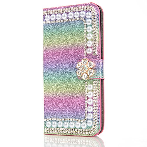 Purse Bling Loves Compatible with for Huawei P20,Glitter Diamond Magnetic Closure Stand Function Flip Kickstand Book Wallet with Card Slot Holder Protective Cover