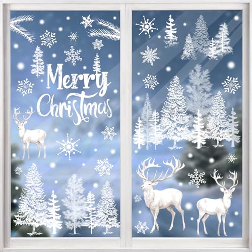 SULOLI Christmas Window Stickers,9 Sheets Reusable Window Clings Xmas Stickers for Christmas Decorations