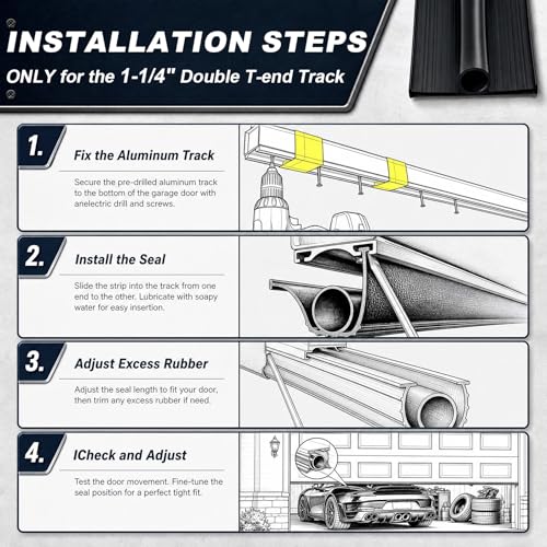 Pangda 16.4FT Garage Door Bottom Seal with Track Retainer, 1-1/4 Inch Width by Pangda - Used condition - Image 6
