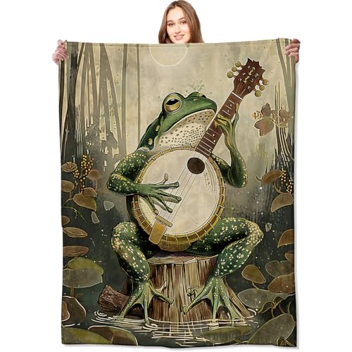 VODRM Banjo-Playing Frog Blanket