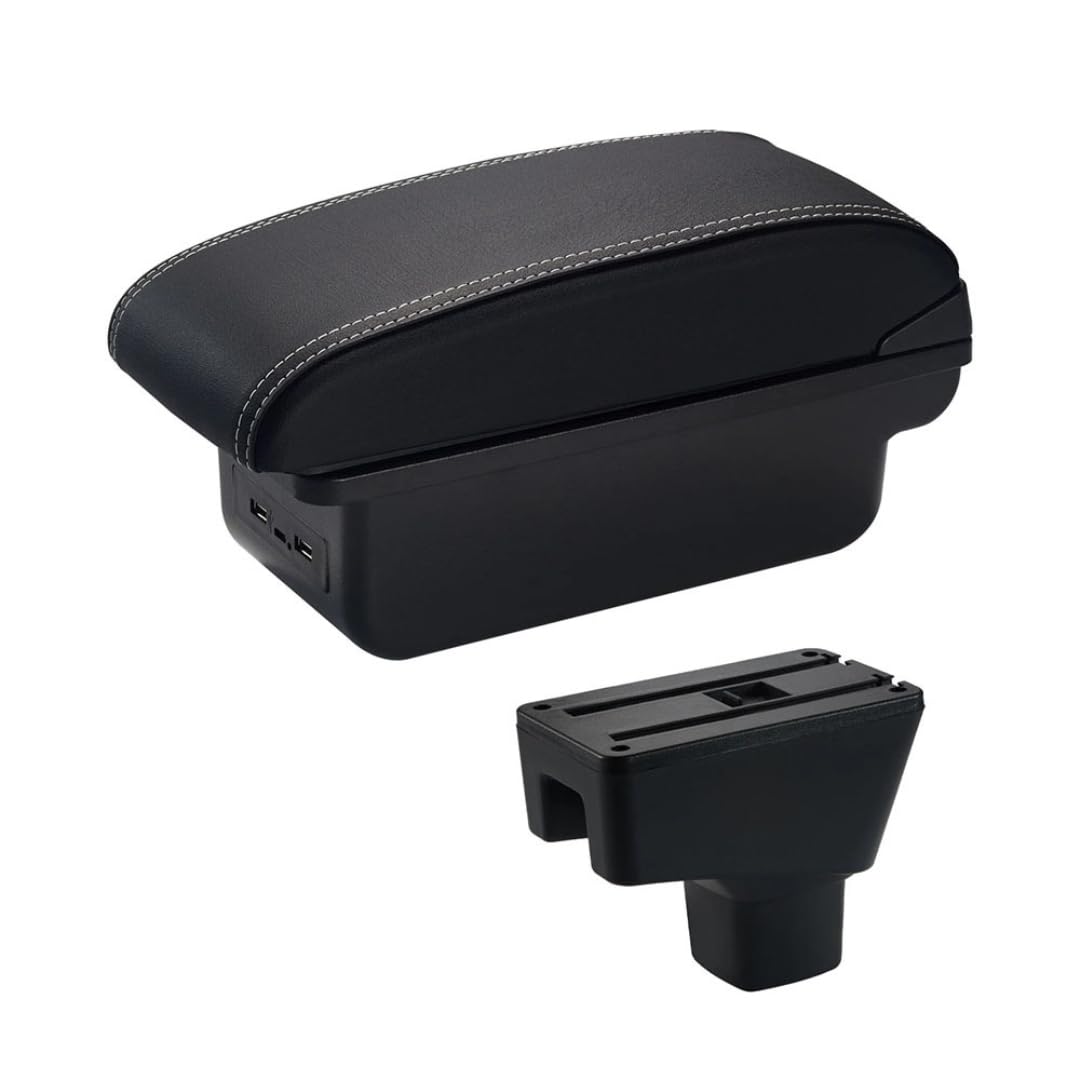 Toiumops Armrest for Suzuki SX4, Car Armrest Box Center Console Store Box(C3 White Line USB)