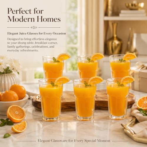Image of bellemax Water & Juice Glasses | 370 ML & 300 ML Drinking Glasses Combo | Transparent Glass Tumblers for Water, Juice, Cold Drinks & Home Use Set of 12