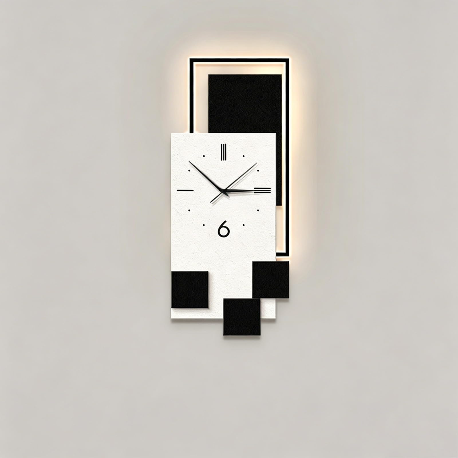 Tableau LED décoration murale géométrique pour illuminer votre salon avec une horloge 3D moderne