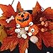 Kuuleyn Farmhouse Style Round Wood Door Hanging Sign with Artificial Flowers for Welcoming Guests Halloween Christmas Willow Frame Hemp Rope for Festive Decor (maple leaf skull)