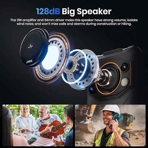 Image of FOSSIBOT (2026 F110L 12GB+128GB /2TB Rugged CallPhones Unlocked,10000mAh Android 15 Smartphone,128dB Loud Volume Phone, 6.745 inch 50MP Camera Waterproof Phone Dual SIM /Camping Light，Orange