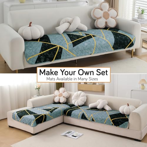 Image of HOKIPO 'Elira Series' Water Repellent + Waterproof Quilted Sofa Mats | Make Your Own Sofa Cover Set | Length 70cm - Multicolor Abstract Geometry (AR-5242-C10)