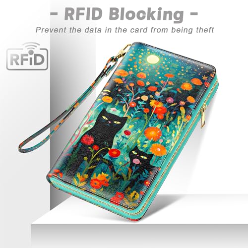 Image of Aiawoxc Womens Wallet, RFID Wristlet Wallets for Women, Ladies Clutch Purses, Large Travel Card Holder with Phone Holder | RFID