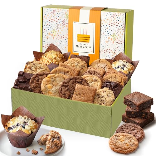 Broadway Basketeers Birthday Gift Box with Wrapped Cookies &amp; Brownies