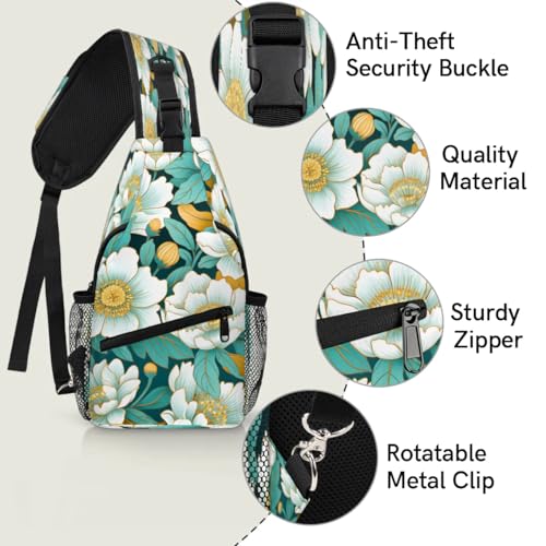 Bolso tipo Slings para mujer y hombre con diseño floral miniatura 3